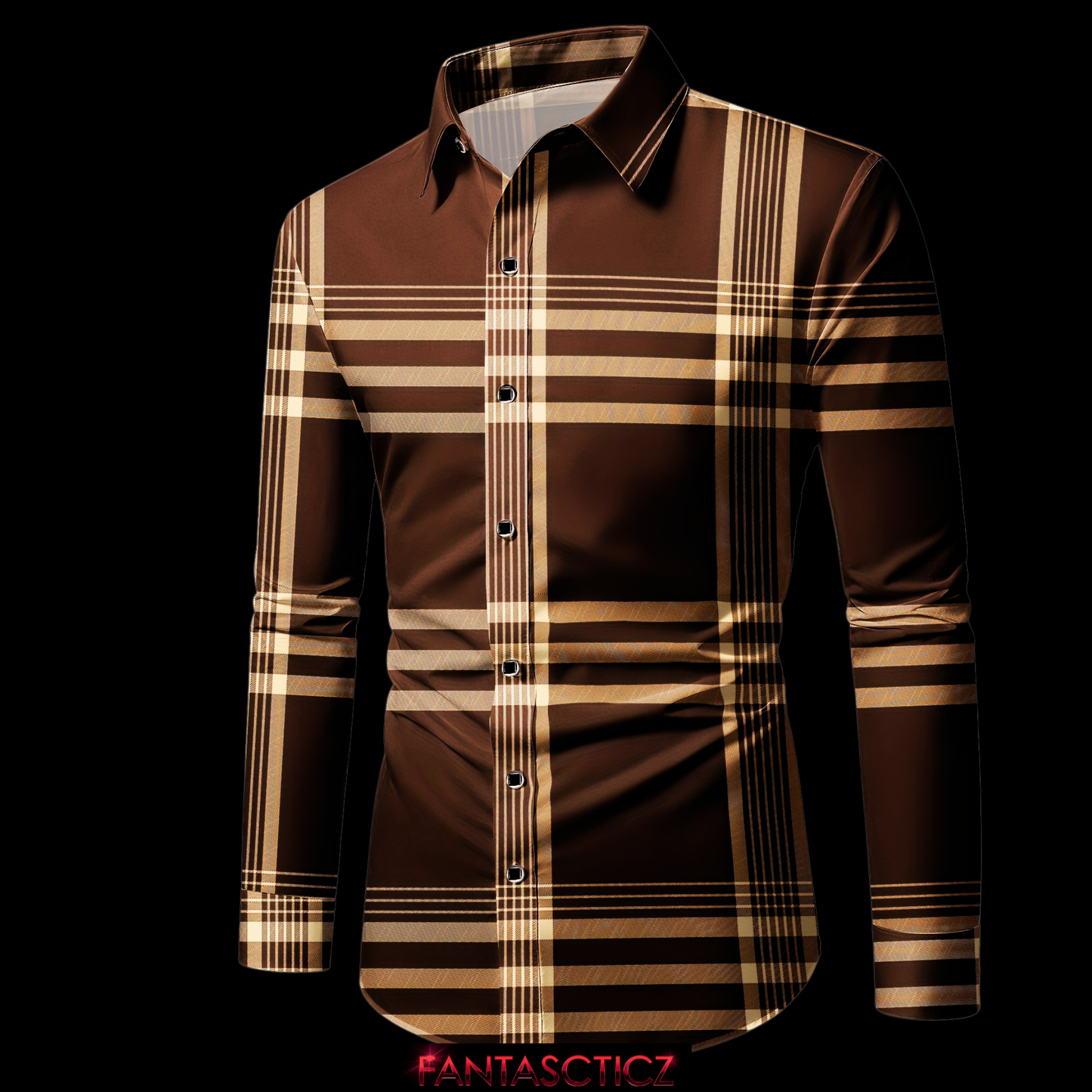 Men's Metallic Modern Plaid Button-Down Shirt
