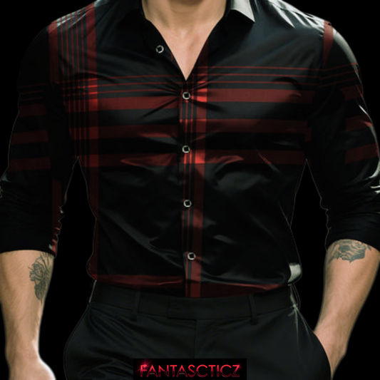 Men's Metallic Modern Plaid Button-Down Shirt