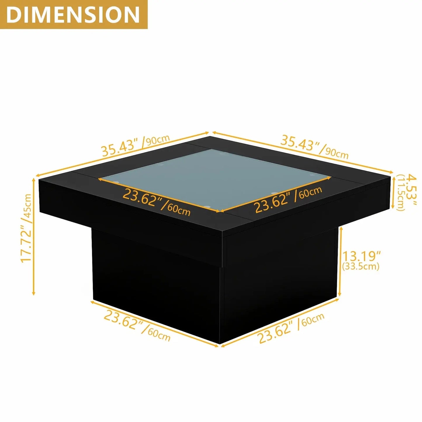 Measurement chart of a rectangular object with dimensions labeled