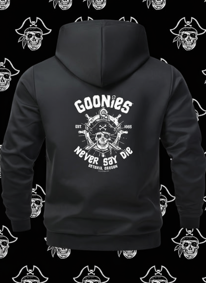 Goonies Never Say Die Hooded Jacket - Retro 80s Adventure Zip-Up