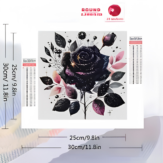 Stunning Crystal Black Rose Diamond Painting Kit - DIY Full Drill Artwork for a Dazzling Home Display