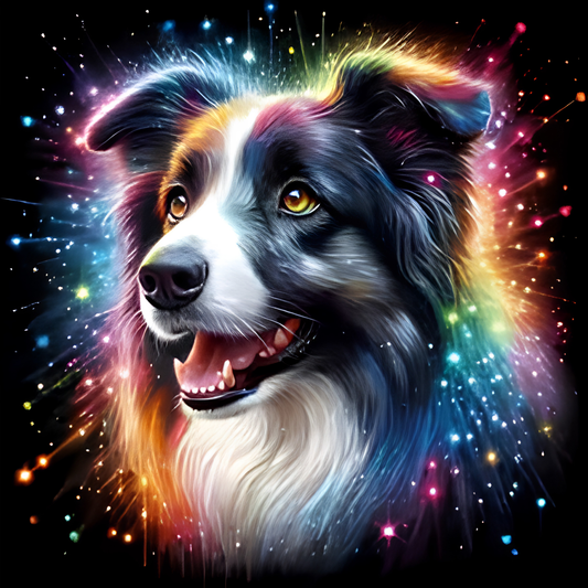 Fire in the Sky Border Collie Diamond Painting Kit