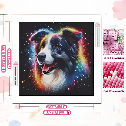 Fire in the Sky Border Collie Diamond Painting Kit