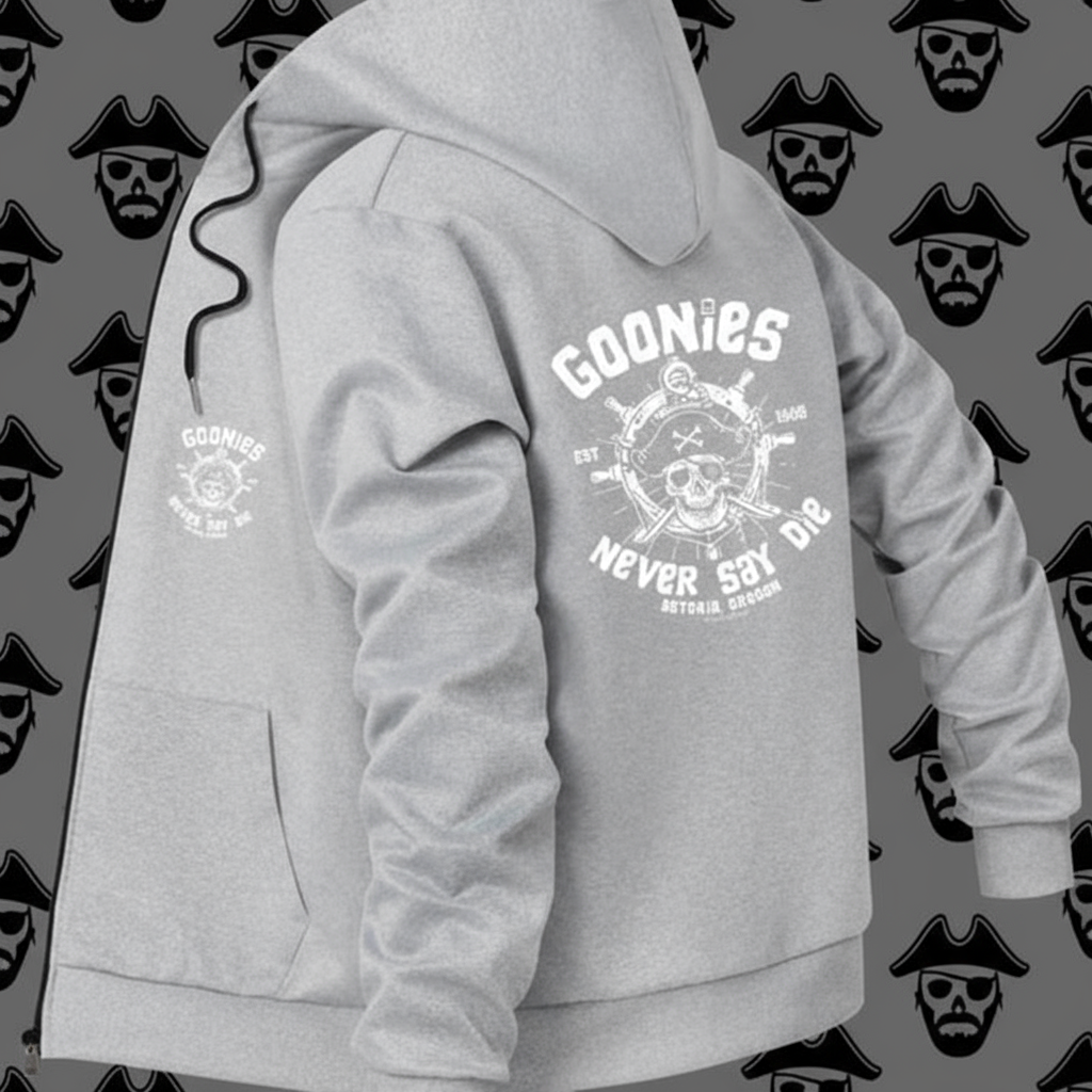 Goonies Never Say Die Hooded Jacket - Retro 80s Adventure Zip-Up