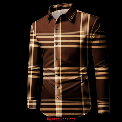 Men's Metallic Modern Plaid Button-Down Shirt