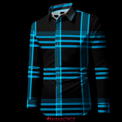 Men's Metallic Modern Plaid Button-Down Shirt