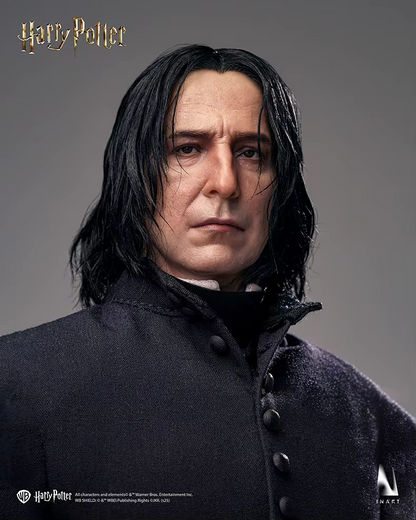 Character from 'Harry Potter' wearing a dark coat against a gray background