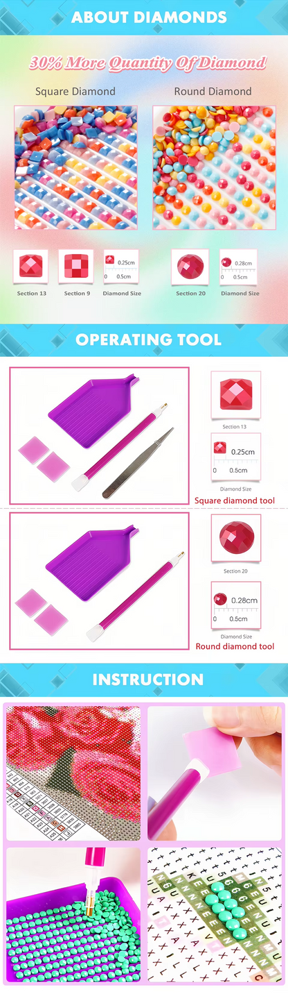 Educational infographic about diamonds with images and text on a blue background
