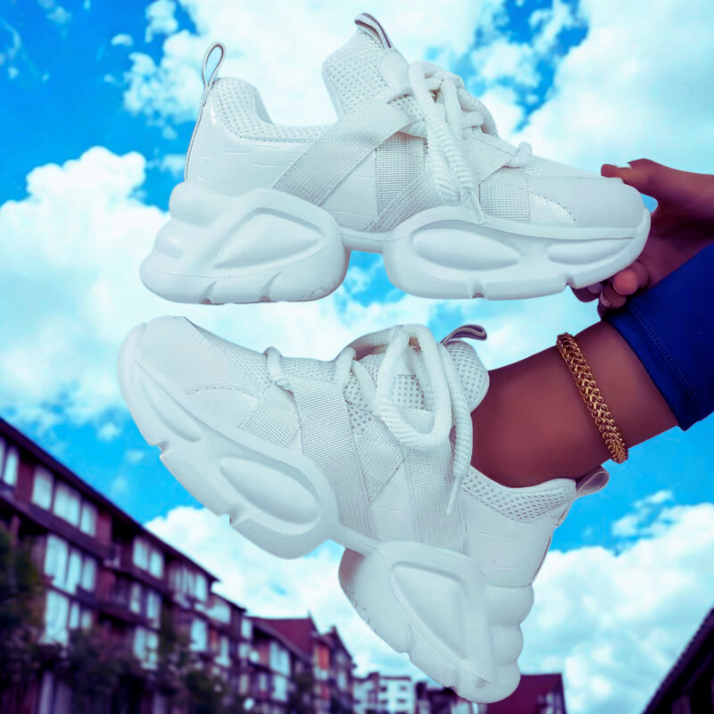 Womens Breathable Mesh Chunky Sneakers